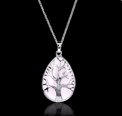 Colgante Árbol de la Vida de Cristal Rosa - Mundo Tibet