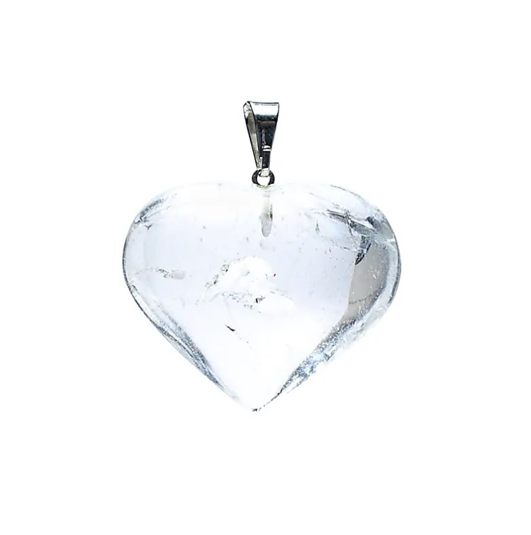 Colgante de Corazón de Cristal de Roca - Mundo Tibet