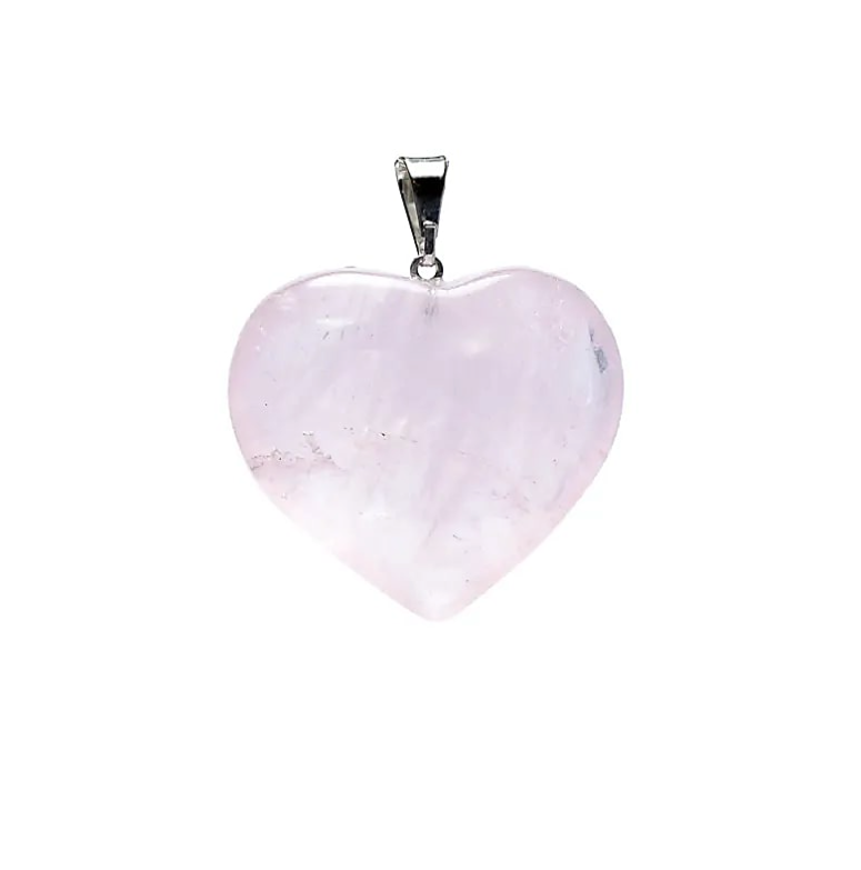 Colgante Corazón de Cuarzo Rosa - Mundo Tibet