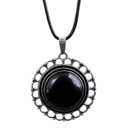 Colgante de Encaje de Ágata Negra - Mundo Tibet