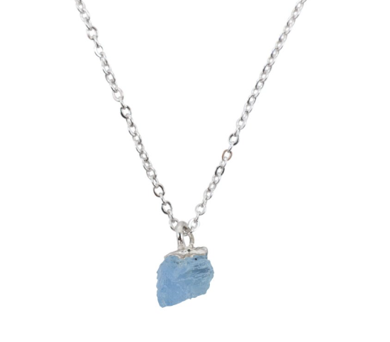 Pendentif Éclat des Marées en Aigue-Marine Brute – Argent 925 - Univers Tibet