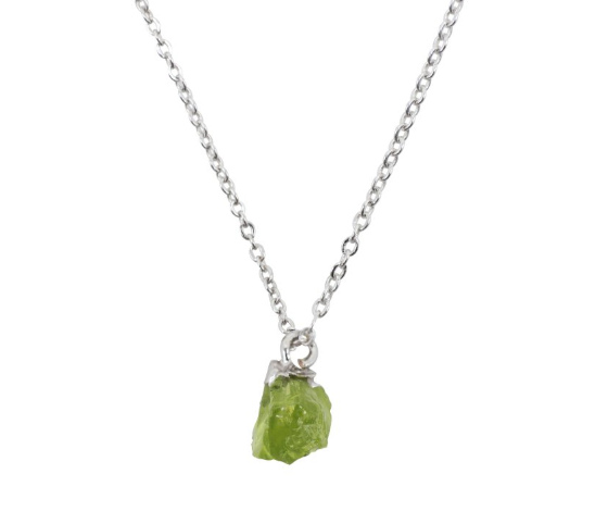 Colgante Olivina y Piedra de Peridoto Cruda – Plata 925 - Mundo Tibet