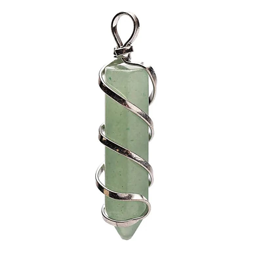 Colgante con forma de punta de aguamarina y espiral de plata - Mundo Tibet