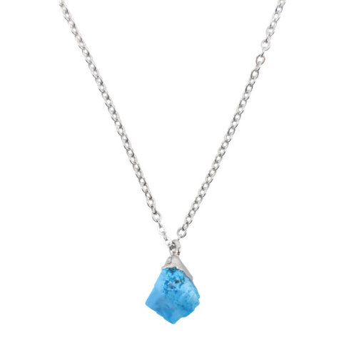 Pendentif Souffle d’Azur Turquoise Brute - Argent 925 - univers tibet
