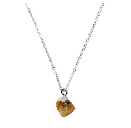 Pendentif Éclat Solaire Citrine Brute – Argent 925 - univers tibet