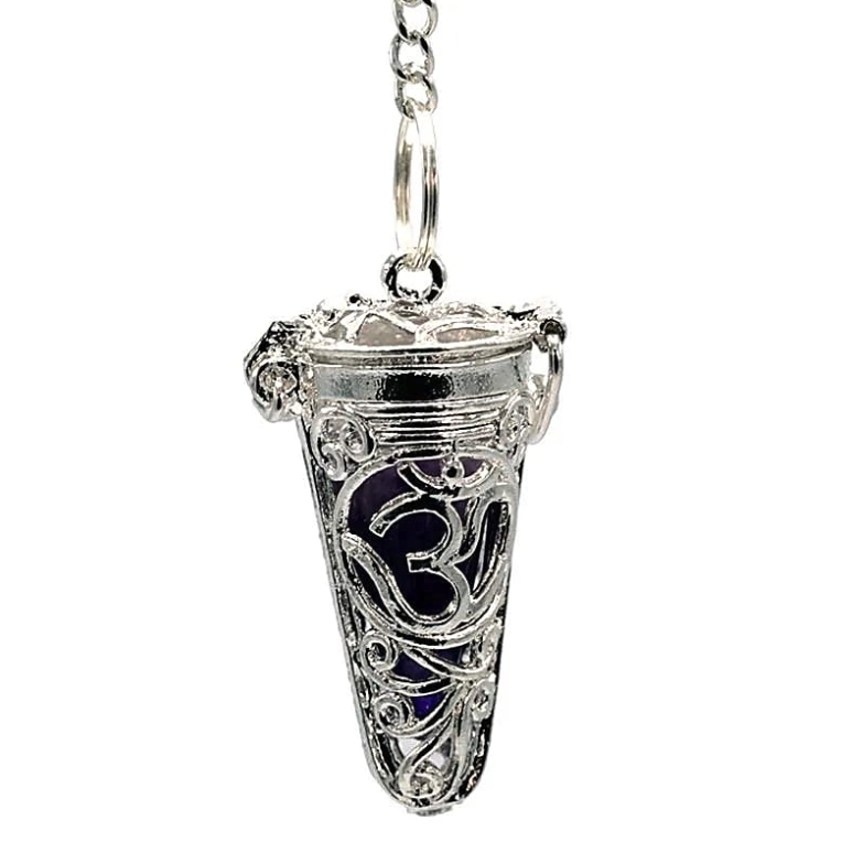 Reloj de péndulo de plata con piedras de los 7 chakras - Mundo Tibet