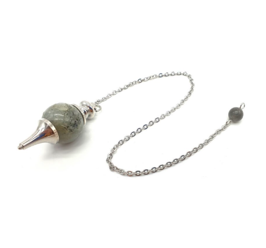 Pendule sphère en labradorite – Protection symbolique et intuition - univers tibet