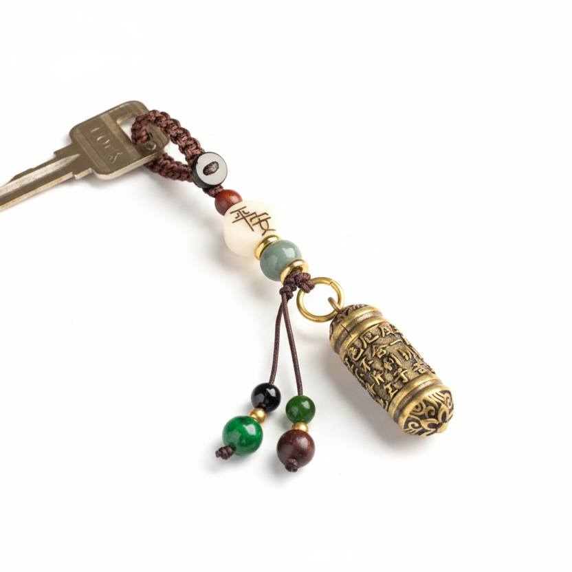Llavero tibetano, amuleto con mantra de seis sílabas - Unviers Tibet
