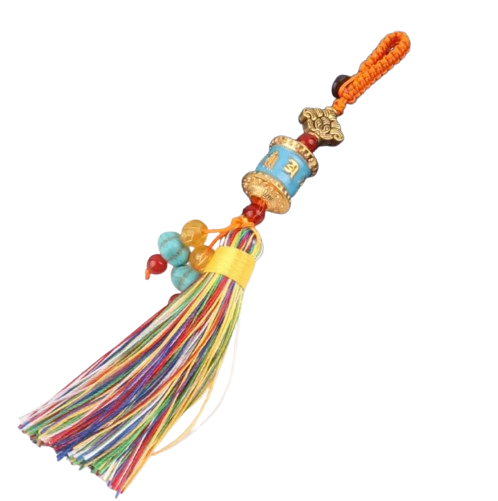 Llave tibetana, llavero con rueda de oración y mantra Vajra - Mundo Tibet