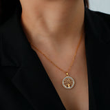 Pendentif Arbre de Vie Zirconium Doré