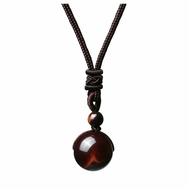 Colgante de piedra natural, ojo de tigre rojo - Mundo Tibet