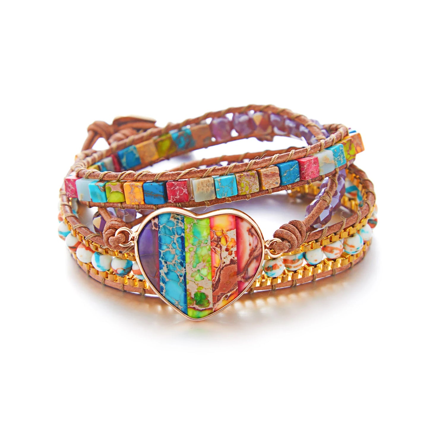 Pulseras de tejido - Jaspe imperial - Cristal - Ágata - Mundo Tibet