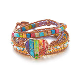 Pulseras de tejido - Jaspe imperial - Cristal - Ágata - Mundo Tibet