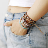 Pulsera Wrap - Ojo de Tigre - Perlas de Cristal