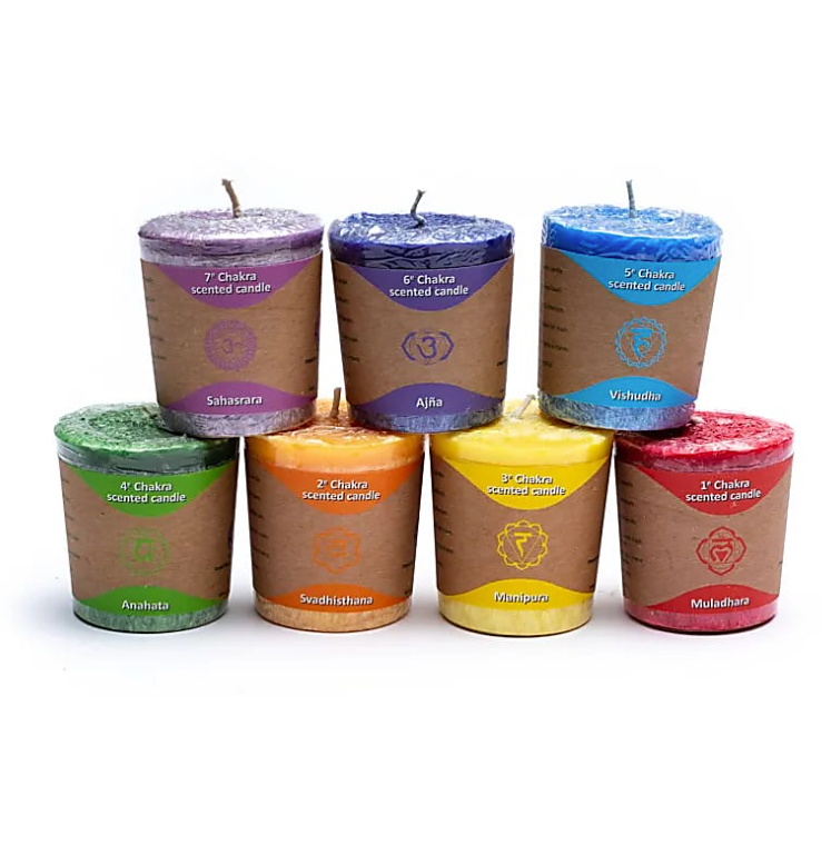 Juego de 7 velas votivas 7 Chakras Mundo Tibet