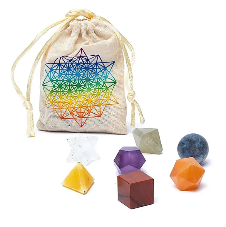 Set de 7 Piedras 7 Chakras, Geometría Sagrada - Mundo Tibet
