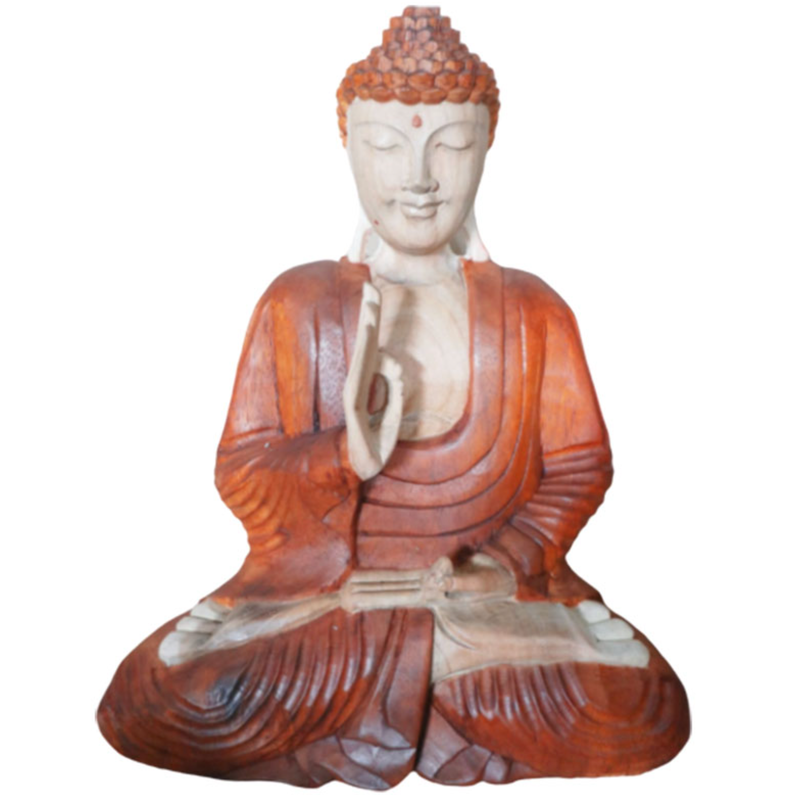 Estatua de Buda en forma de discusión, esculpida en madera de Suar - Mundo Tibet