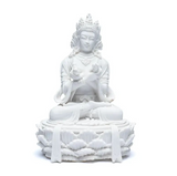 Estatua de Buda con campanilla y dorje blanco - Mundo Tibet