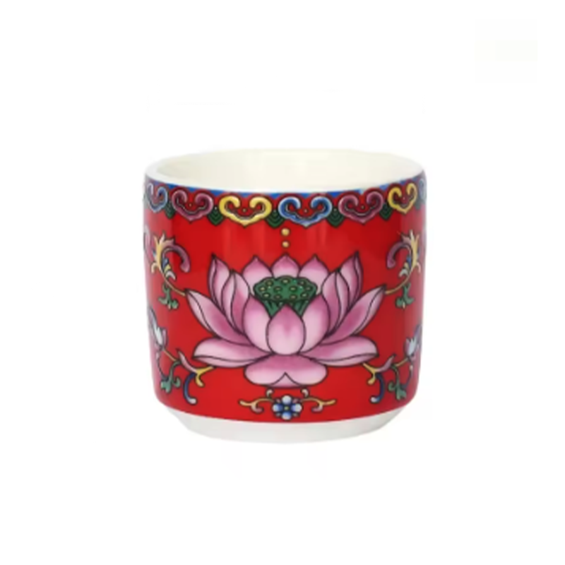 Tazas de Ofrenda Budista Lotus Sagrado - Set de 3 Rojas - Mundo Tibet