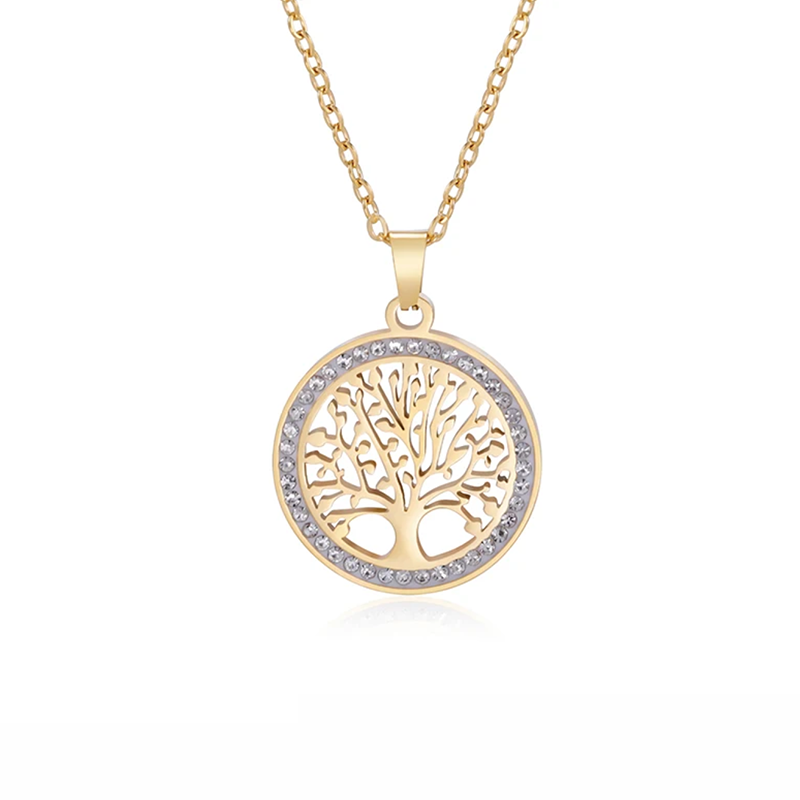 Colgante árbol de la vida de zafiro dorado - Mundo Tibet