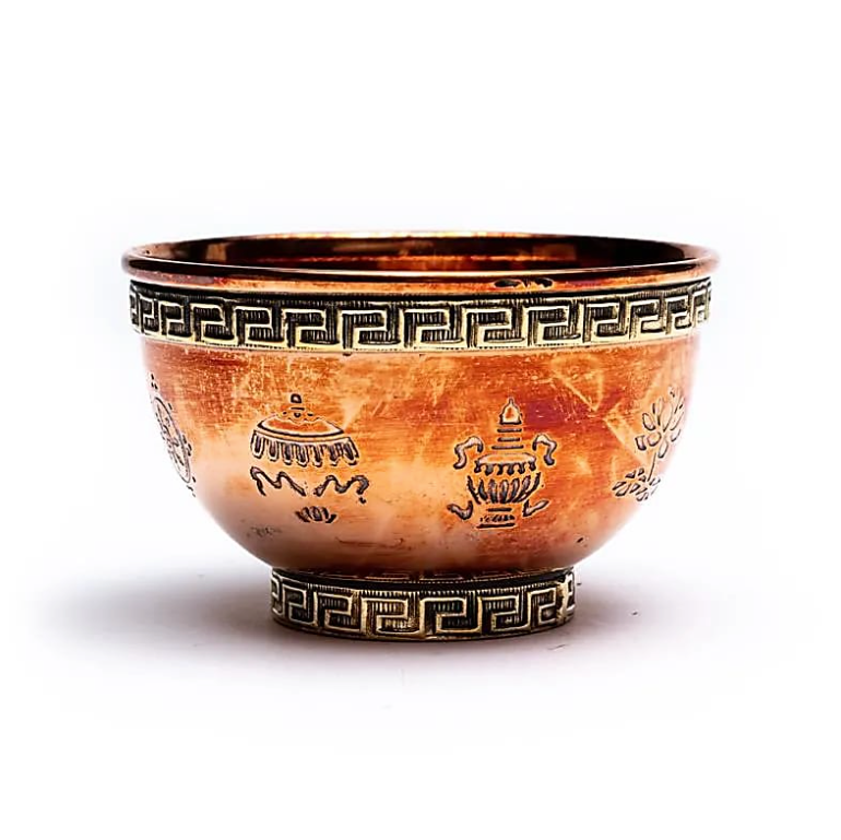 Copa de ofrenda - Ocho signos auspiciosos - Mundo Tibet