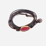 Pulsera Wrap - Rhodochrosita - Color Marrón