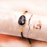 bracelet cordon et obsidienne noire - Univers Tibet