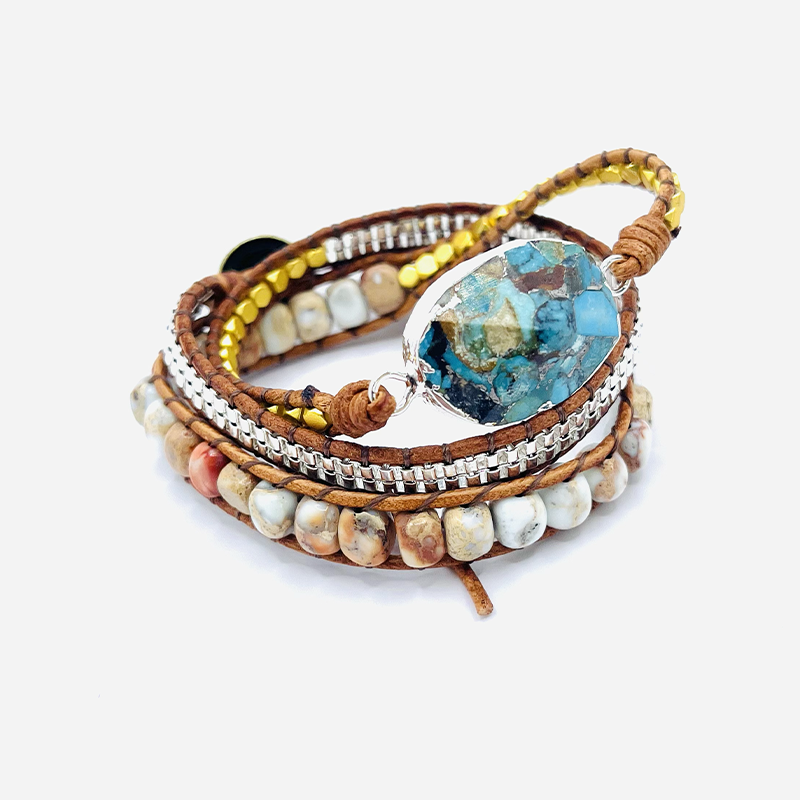 pulsera-wrap-armonía-de-la-tierra-turquesa-imperial - Mundo Tibet