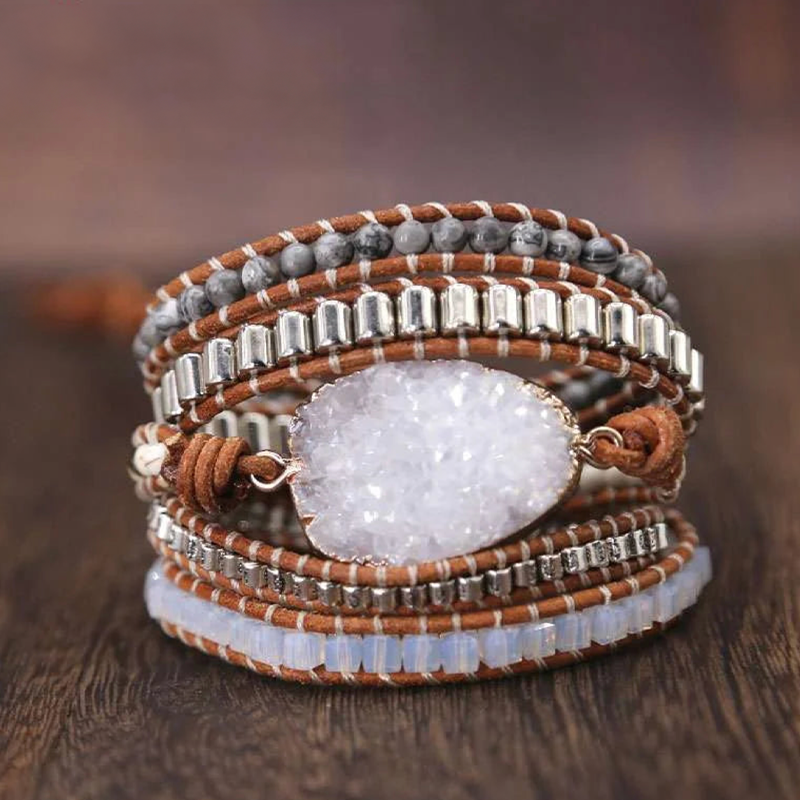 Pulsera Wrap de Cuarzo Cristal - Mundo Tibet