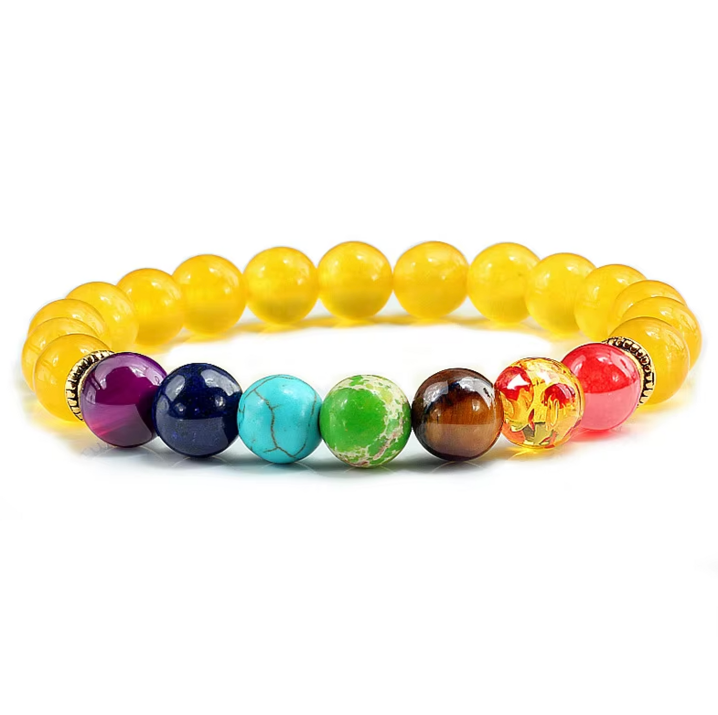 pulsera de 7 chakras, cuentas de ágata, cristal amarillo - Mundo Tibet