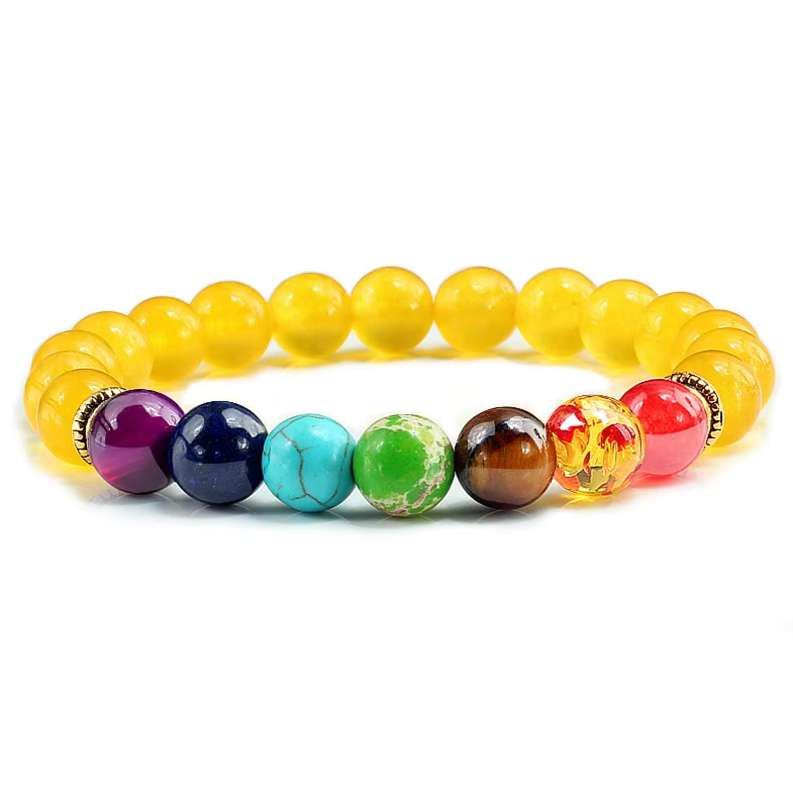 pulsera de 7 chakras, cuentas de ágata, cristal amarillo - Mundo Tibet