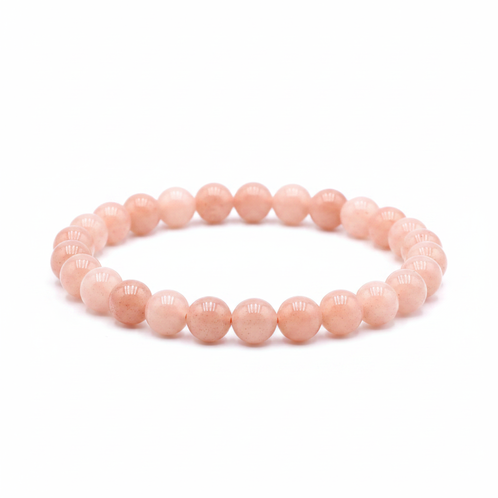 bracelet boules en pierre de lune 6 mm - univers tibet