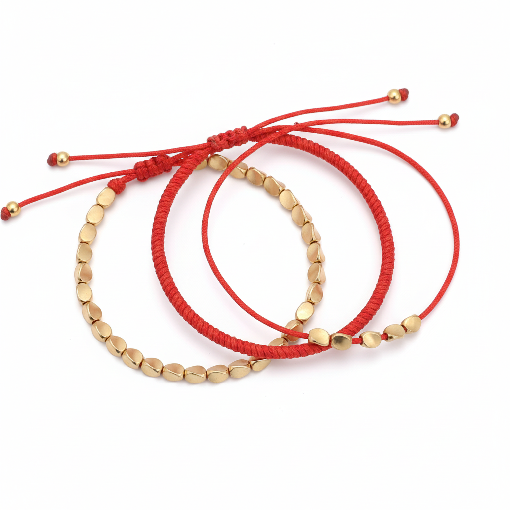 pulsera tibetana de la suerte, juego de 3, rojo - Mundo Tibet