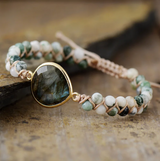 pulsera tibetana de labradorita y onix - Mundo Tibet