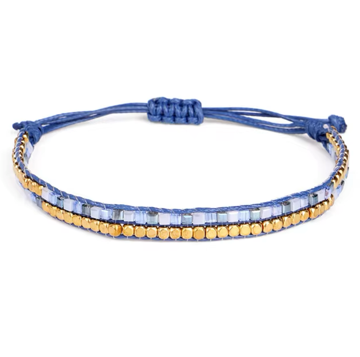 pulsera tibetana de protección con cristal y cobre de color azul marino - Mundo Tibet