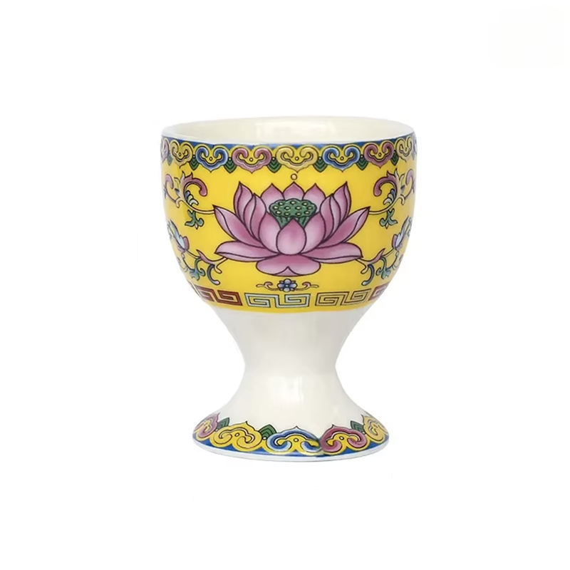 3 Vasos de Ofrenda Budista Lotus Sagrado - Amarillo