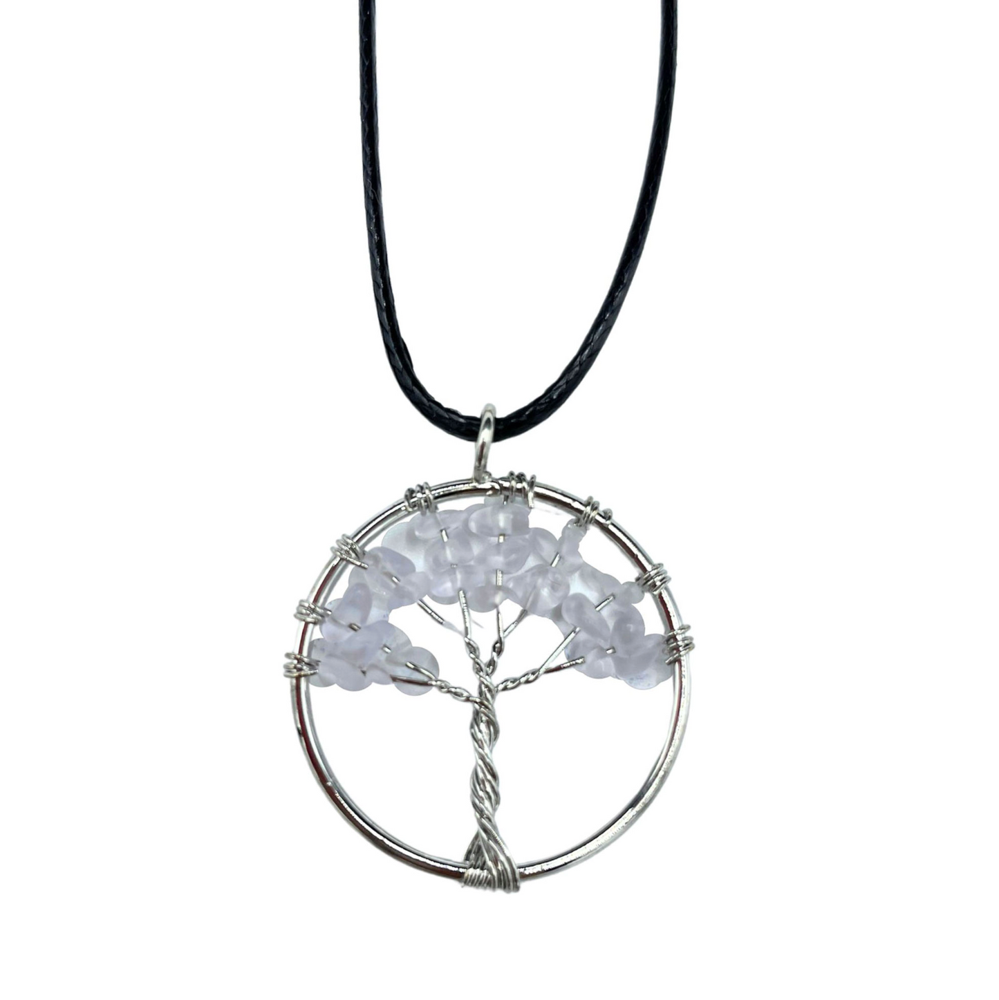 Colgante árbol de la vida, cristal de roca - Mundo Tibet