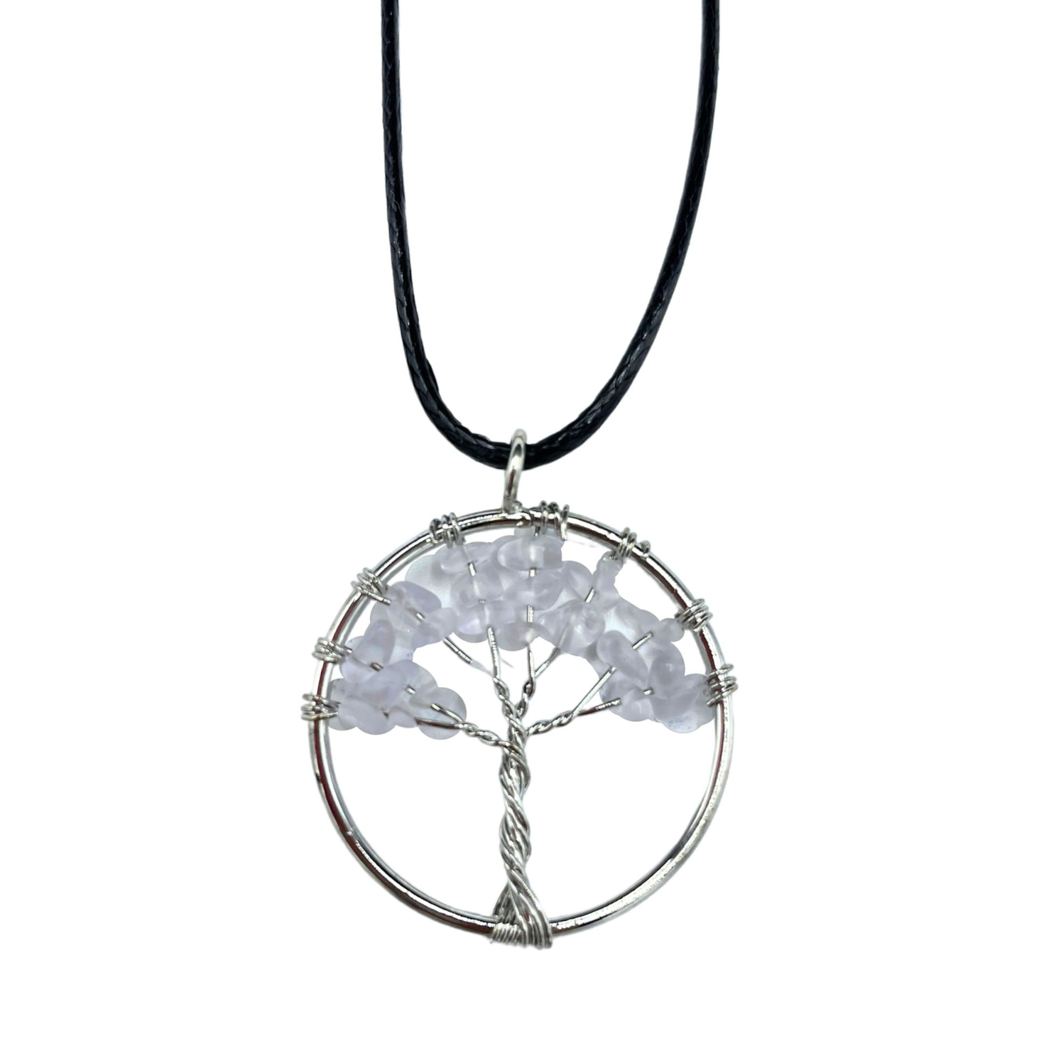 Colgante árbol de la vida, cristal de roca - Mundo Tibet
