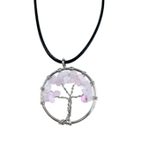 Colgante árbol de la vida de cuarzo rosa - Mundo Tibet