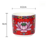 Tazas de Ofrenda Budista Lotus Sagrado - Set de 3 Rojas - Mundo Tibet