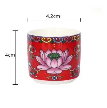 Tazas de Ofrenda Budista Lotus Sagrado - Set de 3 Rojas - Mundo Tibet
